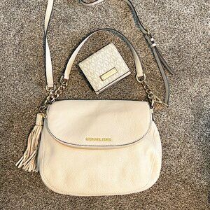 Michael Kors White Bedford Large Flap Cross-body / shoulder Purse